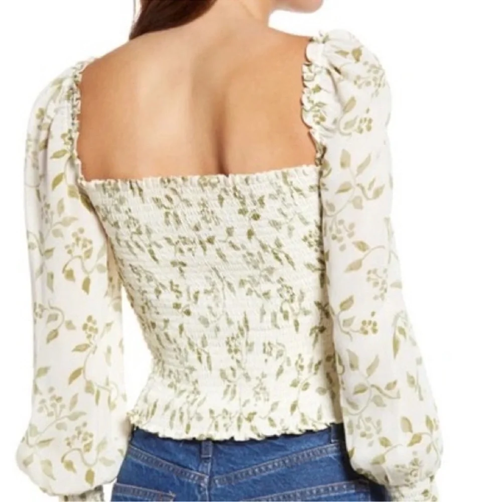 Reformation Smocked linen blouse
